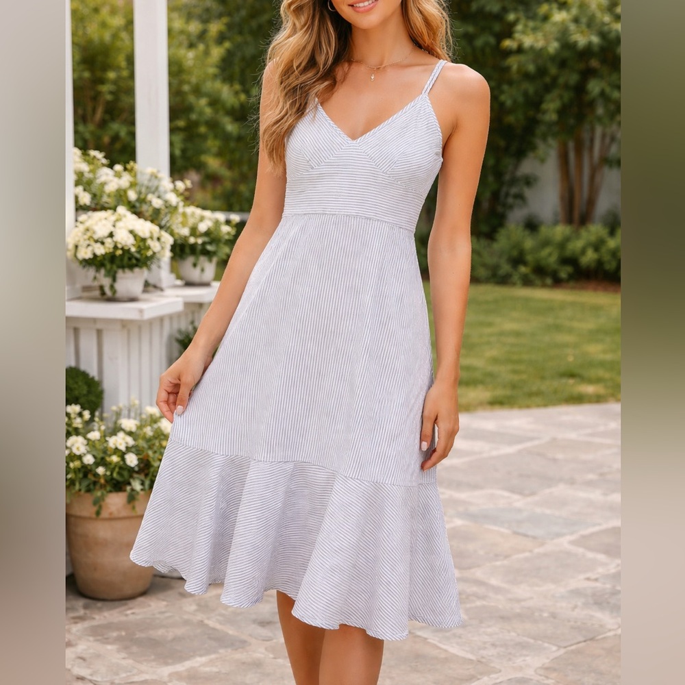 Banana Republic White Striped Sleeveless Dress size 6